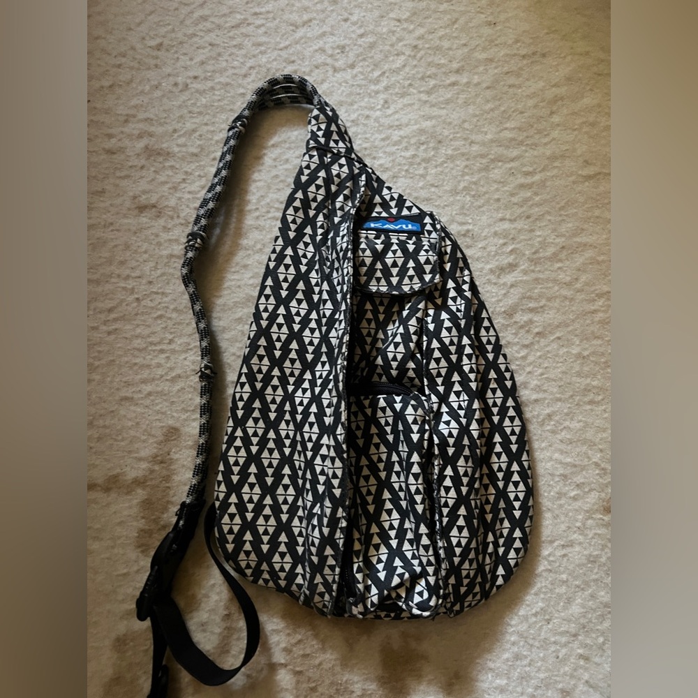 Kavu Geometric Black & White Sling Backpack